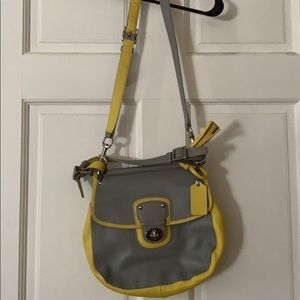 Grey and yellow coach satchel/ purse